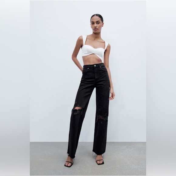 Ripped wide leg jeans-size 6 - Picture 1 of 6